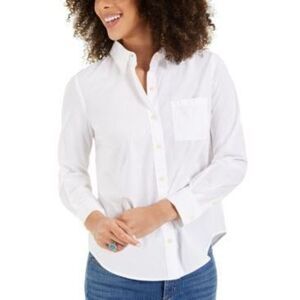MSRP $50 Style & Co Petite Classic Poplin Perfect Shirt White Size Petite Small